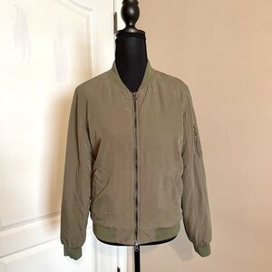 Jach’s Girlfriend New York Women’s Olive Bomber Jacket Size S Military Army